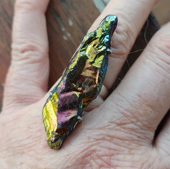 Crystal-Titanium Oversized Gemstone Ring in 925 Sterling Silver Overlay (size 7) - Picture 12 of 15